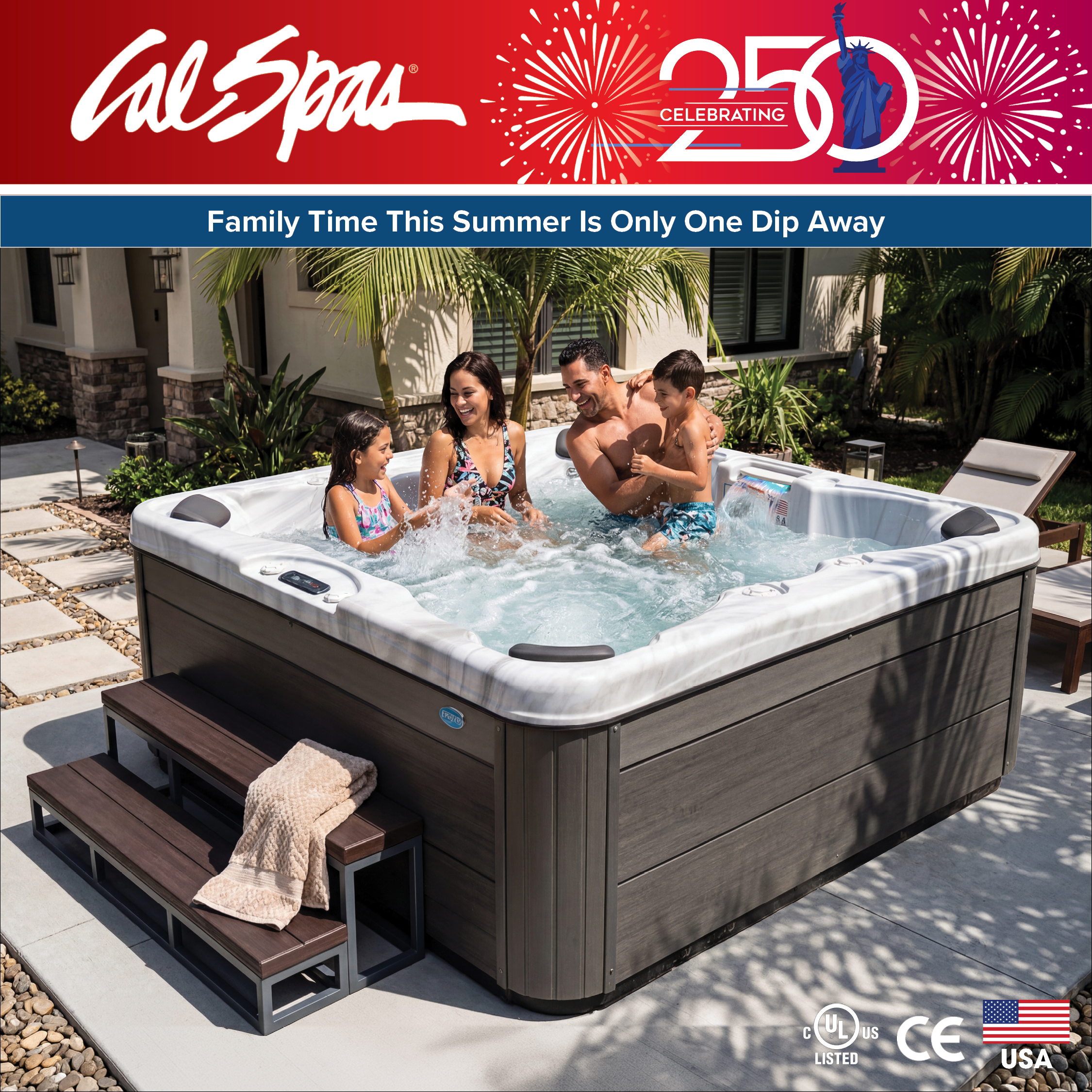 Calspas hot tub being used in a family setting - Shreveport